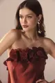 Vestido Festa Tomara que Caia Flores Tafetá