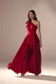 Vestido Festa Um Ombro Babados Cetim