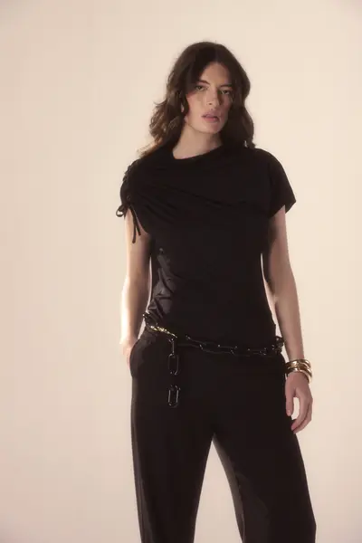 Blusa Detalhes Franzidos Jersey