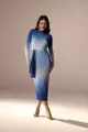 Vestido Devorê Mangas Longas Malha Plissada