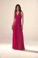 Vestido Festa Chiffon Plissado Decote Transpassado