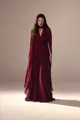 Vestido Festa Decote V Capa Com Gola Chiffon