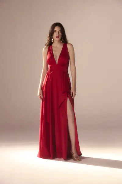 Vestido Festa Cruzado Costas Cetim