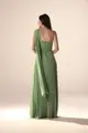 Vestido Festa Um Ombro Chiffon Plissado
