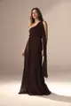 Vestido Festa Um Ombro Chiffon Plissado