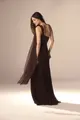 Vestido Festa Um Ombro Chiffon Plissado
