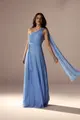 Vestido Festa Um Ombro Chiffon Plissado