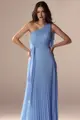 Vestido Festa Um Ombro Chiffon Plissado