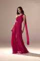 Vestido Festa Um Ombro Chiffon Plissado