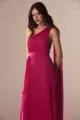 Vestido Festa Um Ombro Chiffon Plissado