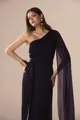Vestido Festa Um Ombro Chiffon Plissado