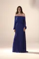 Vestido Festa Ombro A Ombro Chiffon Plissado