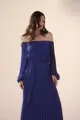 Vestido Festa Ombro A Ombro Chiffon Plissado