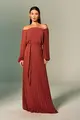 Vestido Festa Ombro A Ombro Chiffon Plissado