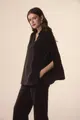 Blusa Mangas Longas Fendas Crepe