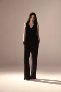 Calça Pantalona Nervuras Crepe