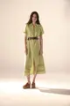 Vestido Mangas Curtas Linho Com Renda