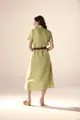 Vestido Mangas Curtas Linho Com Renda