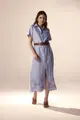 Vestido Mangas Curtas Linho Com Renda