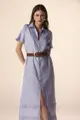 Vestido Mangas Curtas Linho Com Renda