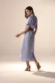 Vestido Mangas Curtas Linho Com Renda