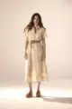 Vestido Mangas Curtas Linho Com Renda