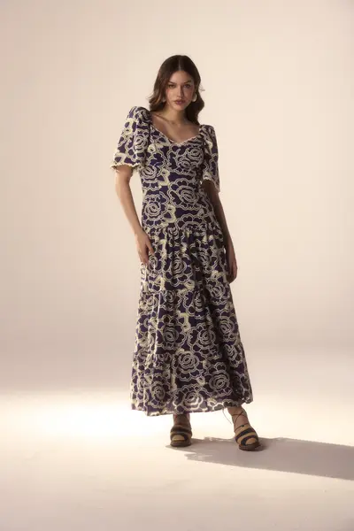 Vestido Algodão Bordado
