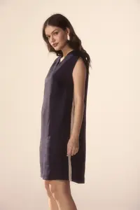Vestido Linho Com Vivos