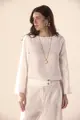 Blusa Manga Longa Detalhe Decote Linho