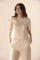 Blusa Linho Crochê Mangas