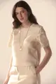 Blusa Linho Crochê Mangas