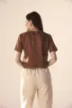 Blusa Linho Bordado Barra e Detalhe Tricot