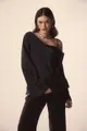 Blusa Decote Assimétrico Manga Longa Cetim