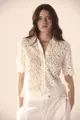 Camisa Renda Com Gola Manga Curta