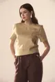 Blusa Linho Bordado Coqueiro Detalhe Tricot