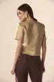 Blusa Linho Bordado Coqueiro Detalhe Tricot