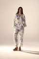 Calça Floral Abotoamento Cós