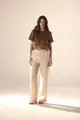 Calça Pantalona Detalhe Elástico Cós Linho