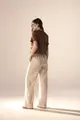 Calça Pantalona Detalhe Elástico Cós Linho
