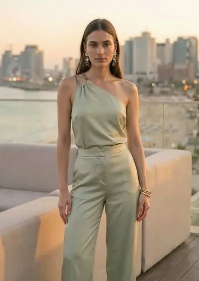Blusa Ombro Só Detalhe Brilho Cetim