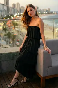 Vestido Tomara Que Caia Camadas Jersey