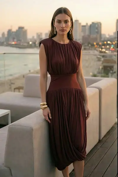 Vestido Balonê Drapeados Jersey