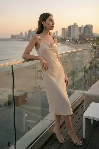 Vestido Brilho Alças Cetim
