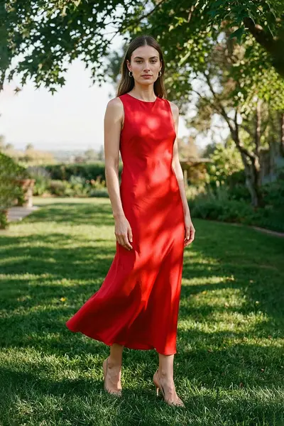 Vestido Cetim Decote Degagê Costas