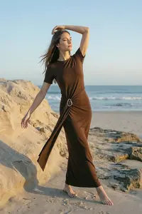 Vestido Mangas Detalhe Fivela