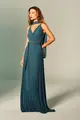 Vestido Festa Alças Chiffon Plissado e Lenço