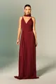 Vestido Festa Alças Chiffon Plissado e Lenço