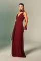 Vestido Festa Alças Chiffon Plissado e Lenço