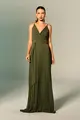 Vestido Festa Alças Chiffon Plissado e Lenço