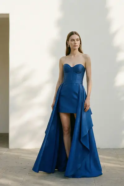Vestido Tomara Que Caia Sobreposição Saia Tafetá